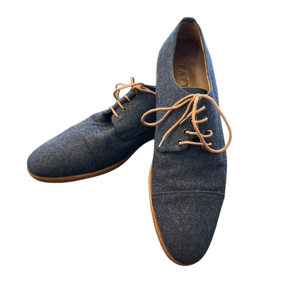 TAFT Miles Dress Shoes Denim Blue Fabric Size 7 (40) Luxury Preppy City Tie Mens main image 5